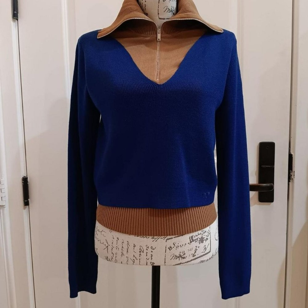 Tory Burch DOUBLE LAYERED ZIP PULLOVER